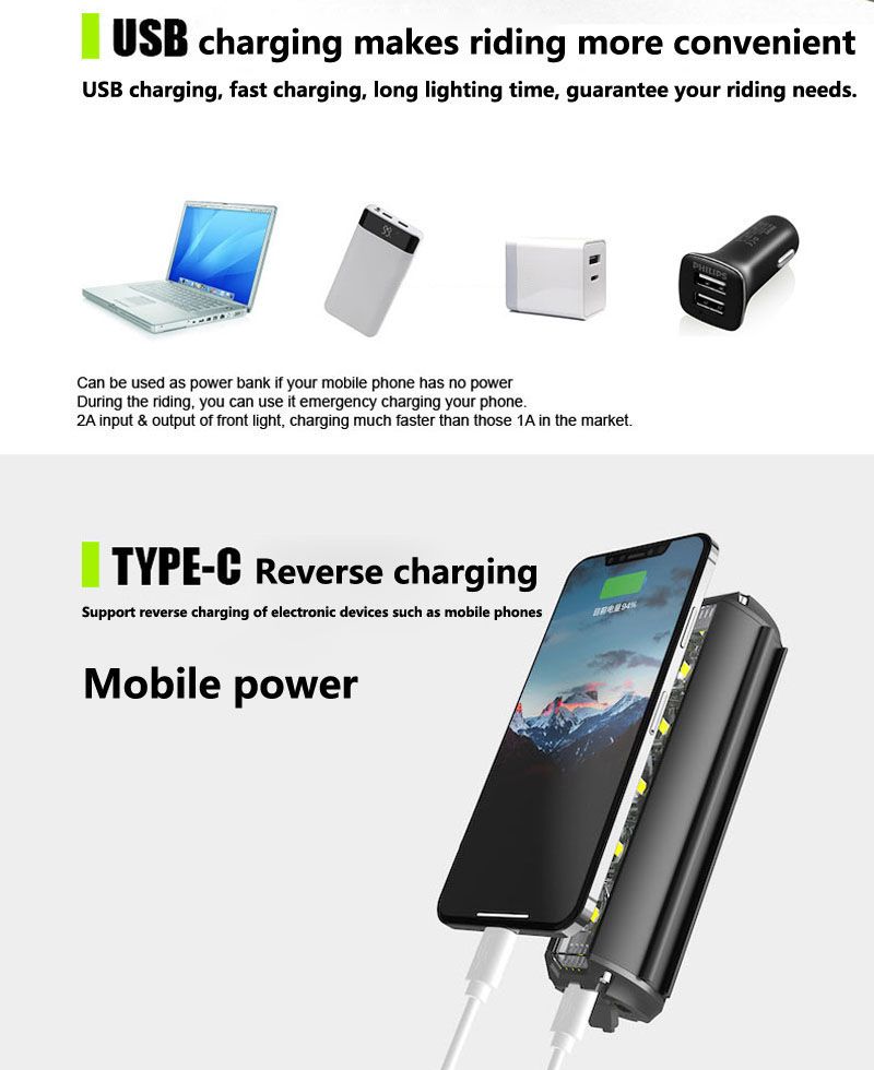 Bicycle Light Front LED 5200 Lumen USB Charging Waterproof Flashlight Durable MTB Cycling Safety Gear
