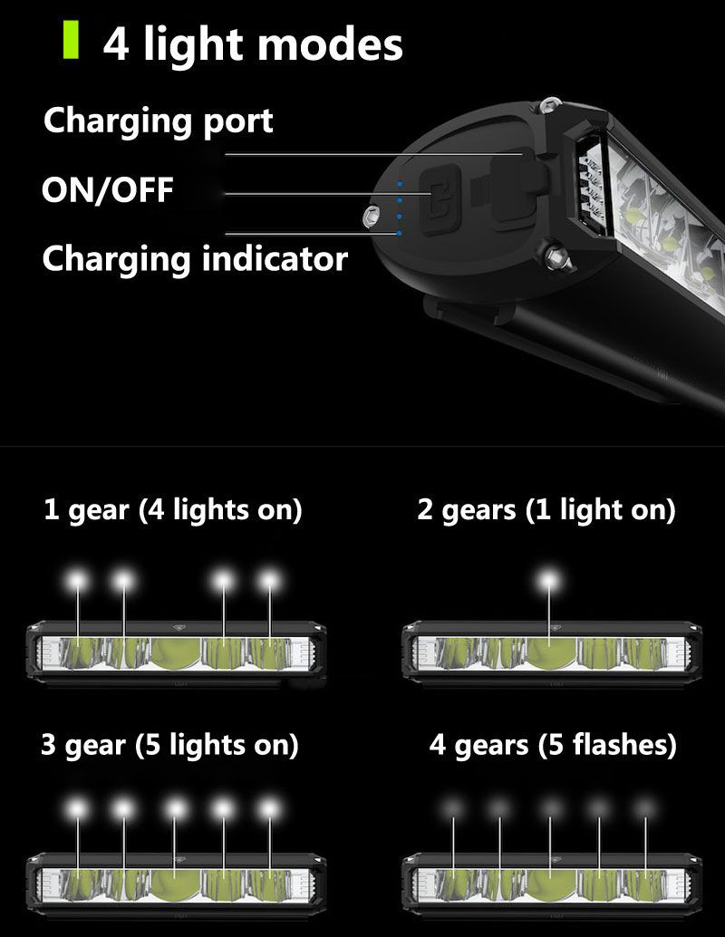 Bicycle Light Front LED 5200 Lumen USB Charging Waterproof Flashlight Durable MTB Cycling Safety Gear