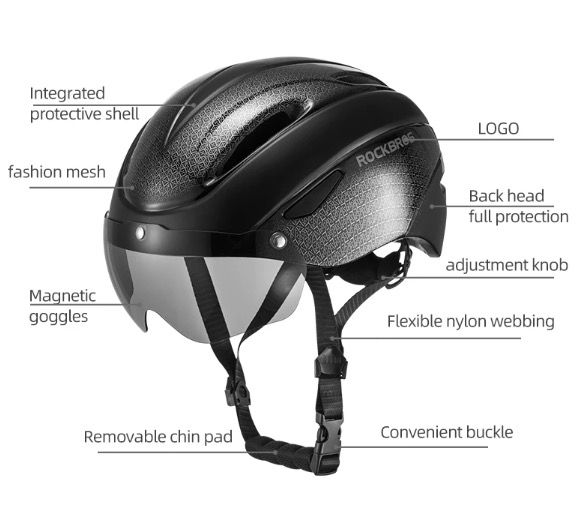 ROCKBROS Bicycle Helmet Ultralight Design with Integrated LED Light Magnetic Goggles Comfortable and Safe