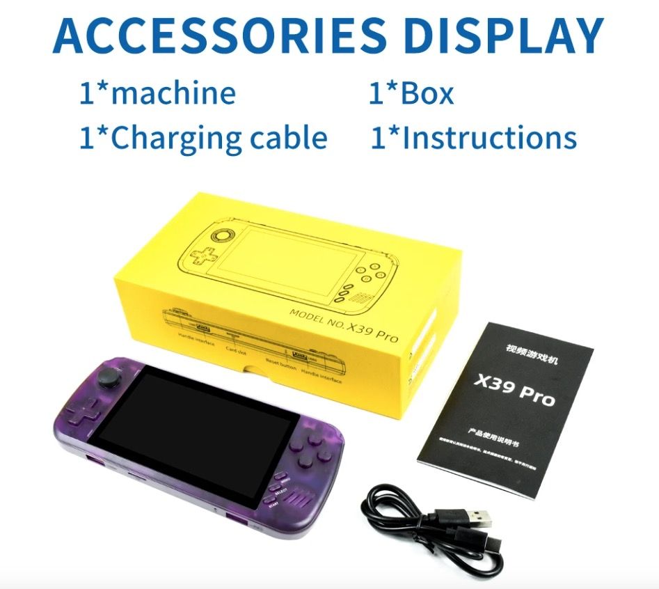 POWKIDDY X39pro Handheld Video Game Console 4.3 Inch IPS Retro Gaming with PS1 Support and HD Output