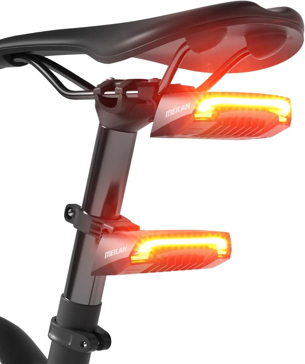 Meilan X5 Smart Bike Tail Light with Turn Signals and Automatic Brake Light Wireless Remote Control Bike Rear Light Back USB Rechargeable Safety Warning Cycling Light