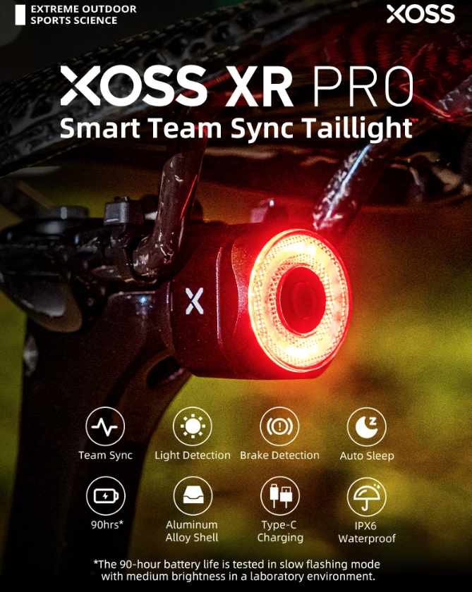 XOSS XR Pro Smart Rear Light Bicycle Safety with Automatic Brake Detection USB Charging Waterproof Design