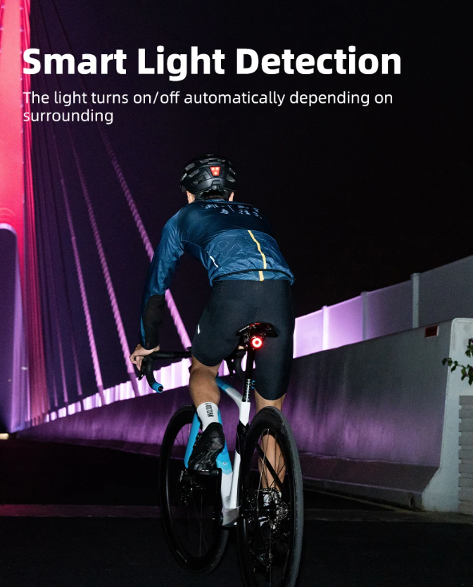 XOSS XR Pro Smart Rear Light Bicycle Safety with Automatic Brake Detection USB Charging Waterproof Design