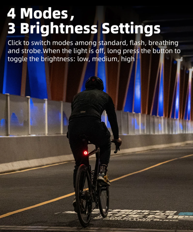XOSS XR Pro Smart Rear Light Bicycle Safety with Automatic Brake Detection USB Charging Waterproof Design