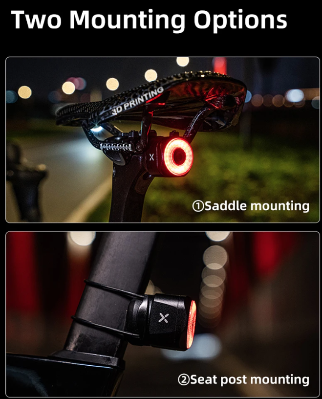 XOSS XR Pro Smart Rear Light Bicycle Safety with Automatic Brake Detection USB Charging Waterproof Design